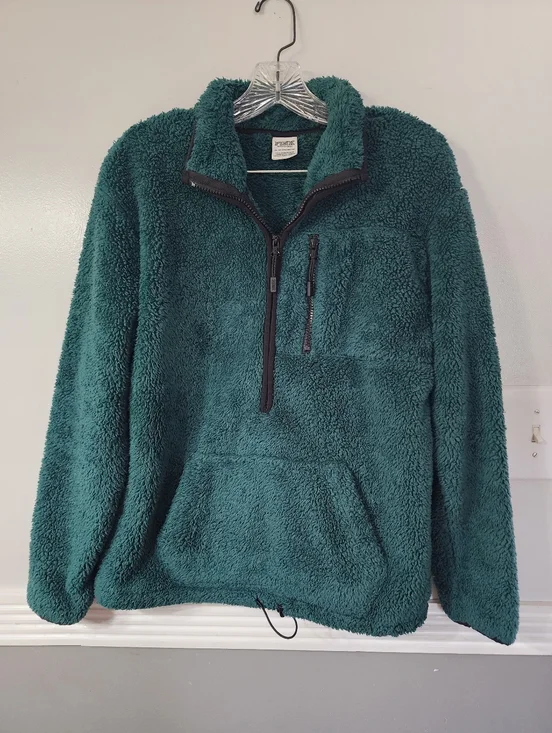 Victoria's Secret PINK Plush Half-Zip Sherpa Pullover - Dark Green - Picture 1 of 5